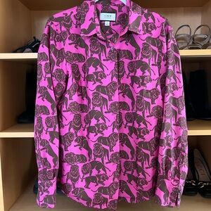 J.Crew Pink and Brown Lion Print Shirt